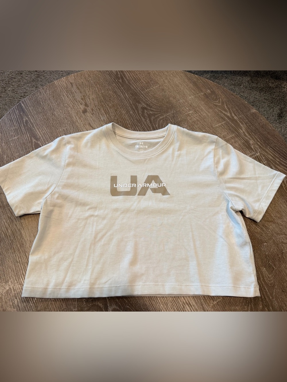 Girl’s Under Armour Beige Cropped Logo Tee